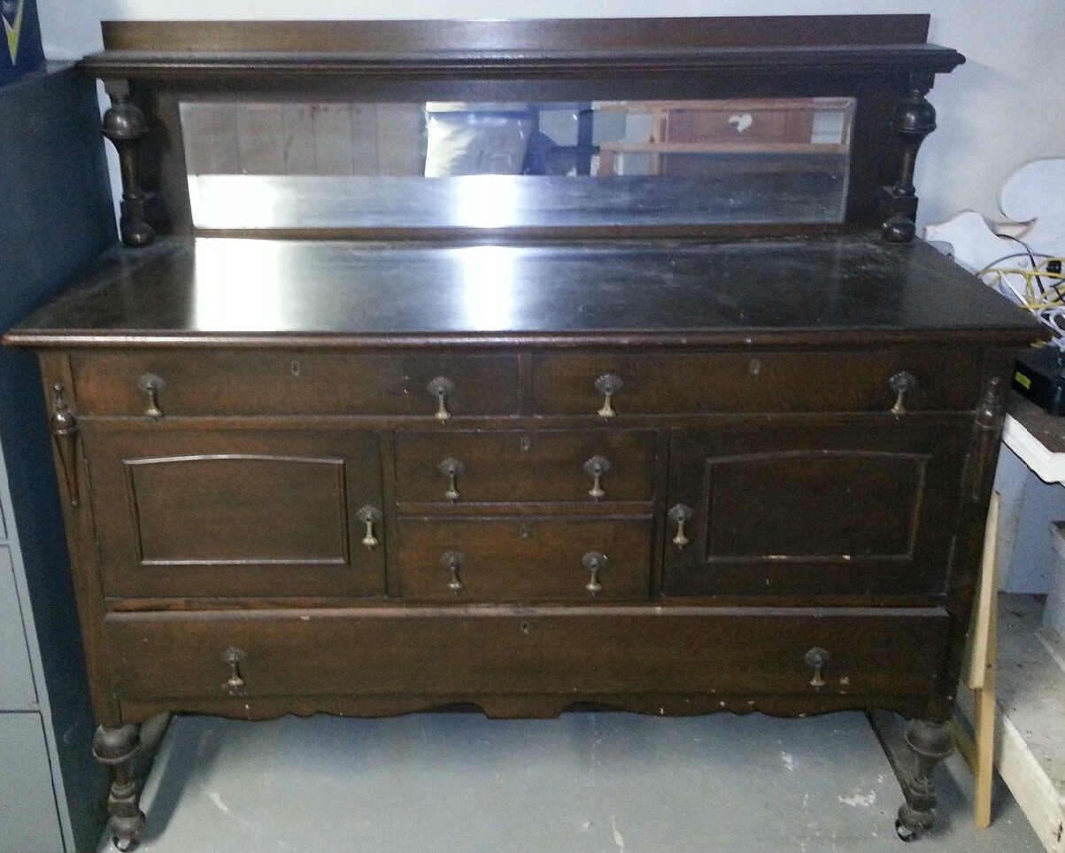 Antique Buffet Table w/Mirror InstAppraisal